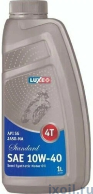 Масло LUXE для 4-х тактных двигателей 10W40 SJ "JASO-MA  4T" Standart 1л. п/синт
